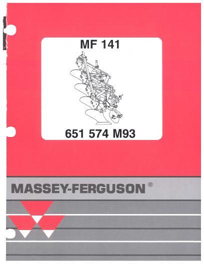 AGCO 141 Moldboard Plow Parts Book 651574M93 English
