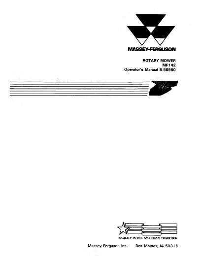 AGCO 142 Mower (mid-mount) Operator Manual 1449665M1 English