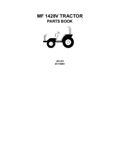 AGCO 1428V Compact Tractor (standard transmission) Parts Book 651730M91 English