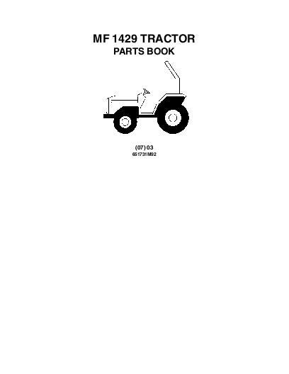 AGCO 1429 Compact Tractor Parts Book 651731M92 English
