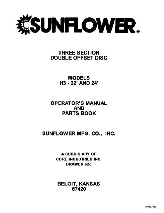 AGCO 1430 Disc Harrow (double offset, 3 section) Operator Manual SN997529 English