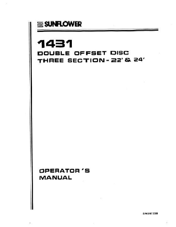 AGCO 1431 Disc Harrow (double offset, 3 section) Operator Manual SN997559 English