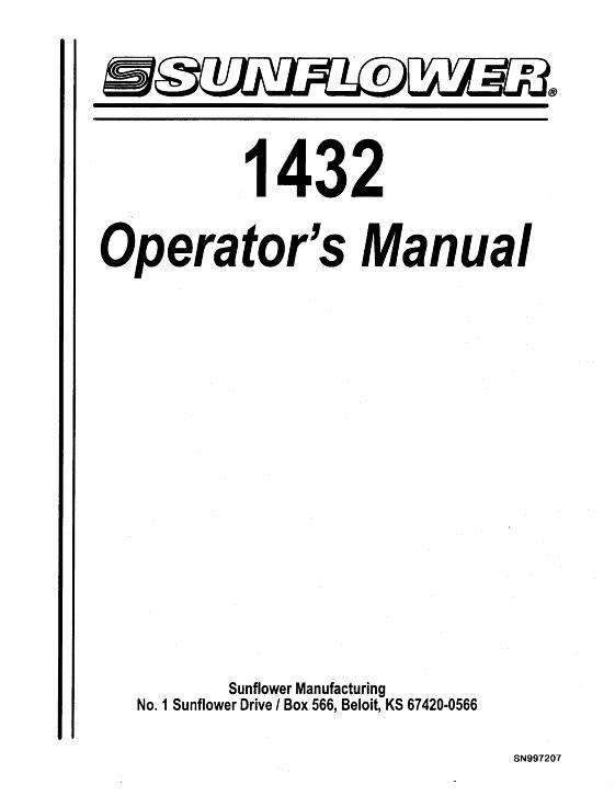 AGCO 1432 Disc Harrow (22 & 24 ft) Operator Manual SN997207 English