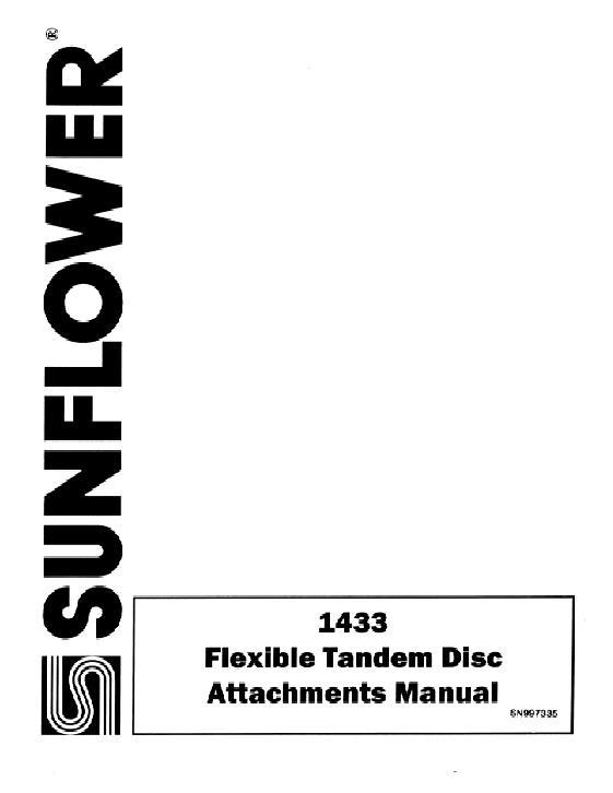 AGCO 1433 Disc Harrow Attachments Operator Manual SN997335 English