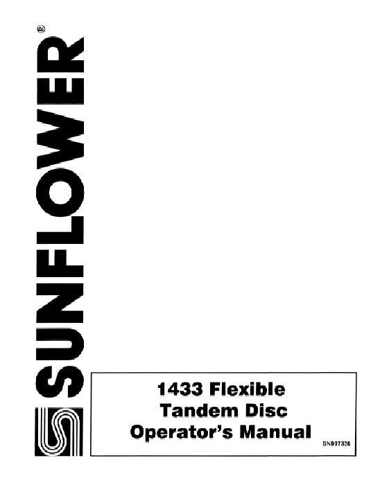 AGCO 1433 Disc Harrow Operator Manual SN997336 English