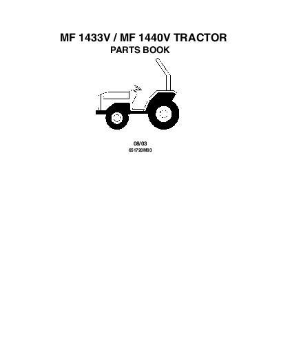 AGCO 1433V 1440V Compact Tractor Parts Book 651720M93 English