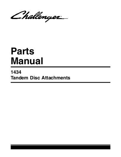 AGCO 1434 Disc Harrow (tandem, attachments) Parts Book 79026345A English