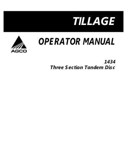 AGCO 1434 Tandem Disc Operator Manual 997639ABE English