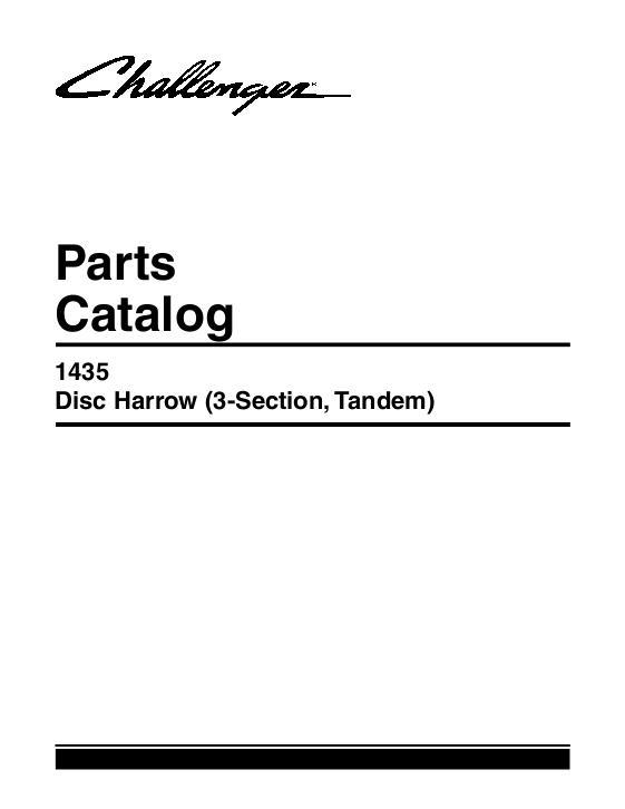 AGCO 1435 Disc Harrow (3 section tandem) Parts Book 79028157F English