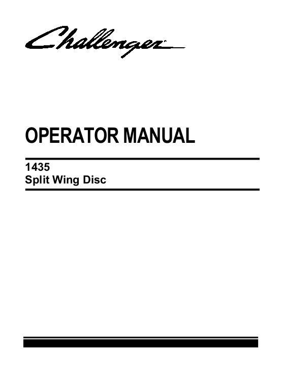 AGCO 1435 Disc Harrow (split wing) Operator Manual 9971096CHD English
