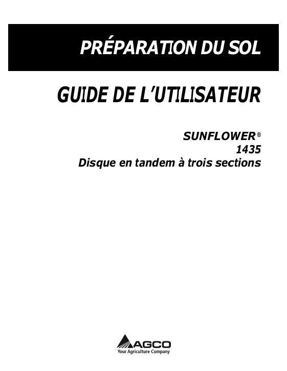 AGCO 1435 Disc Harrow (tandem, 3 section) Operator Manual 9971115SNF French
