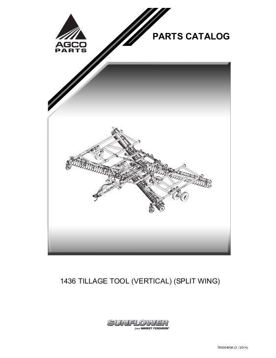 AGCO 1436 Disc Harrow (split wing) Parts Book 79036409A English