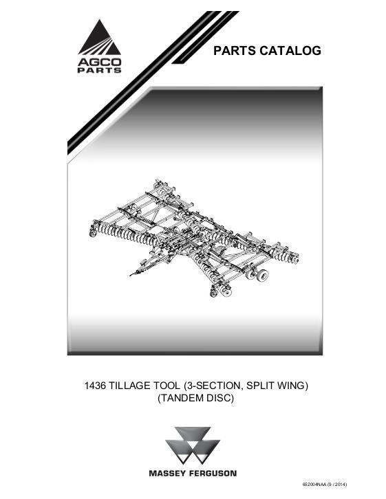 AGCO 1436 Tandem Disc (3 section, split wing) Parts Book 652004NAA English