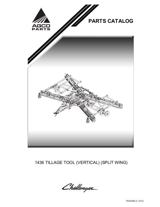 AGCO 1436 Tandem Disc (split wing) Parts Book 79036408A English