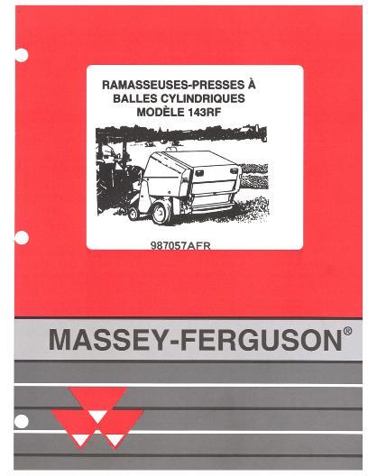 AGCO 143RF Baler Operator Manual 987057AFR French