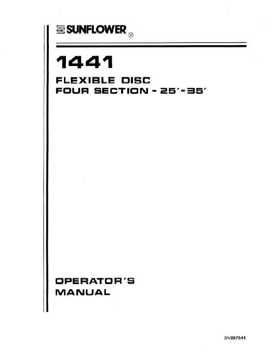 AGCO 1441 Disc Harrow (flexible, 4 section, 25 - 35 ft) Operator Manual SN997544 English