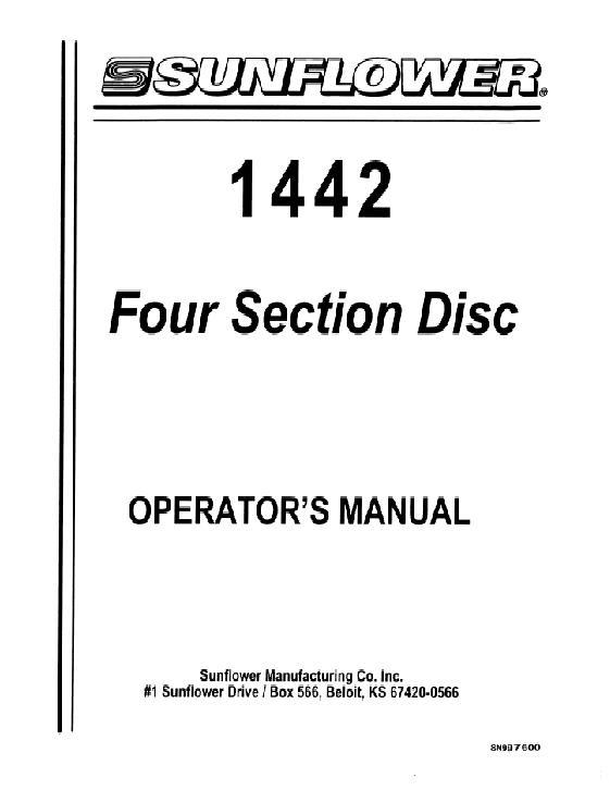 AGCO 1442 Disc Harrow Operator Manual SN997600 English