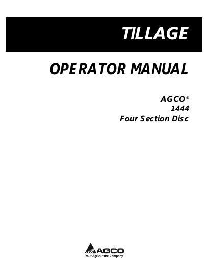 AGCO 1444 Disc (4 section) Operator Manual 997659ABB English