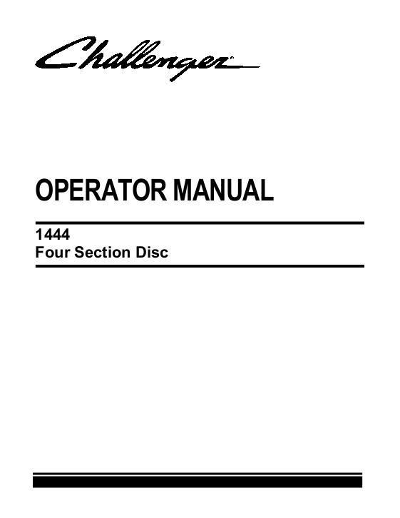 AGCO 1444 Disc Harrow (4 section) Operator Manual 997659CHC English