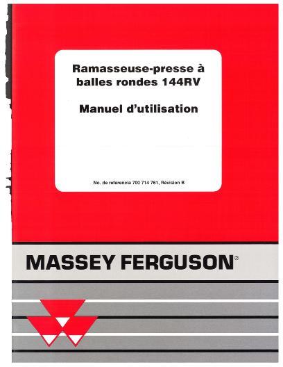 AGCO 144RV Baler (1997, CE) Operator Manual 700714761B French
