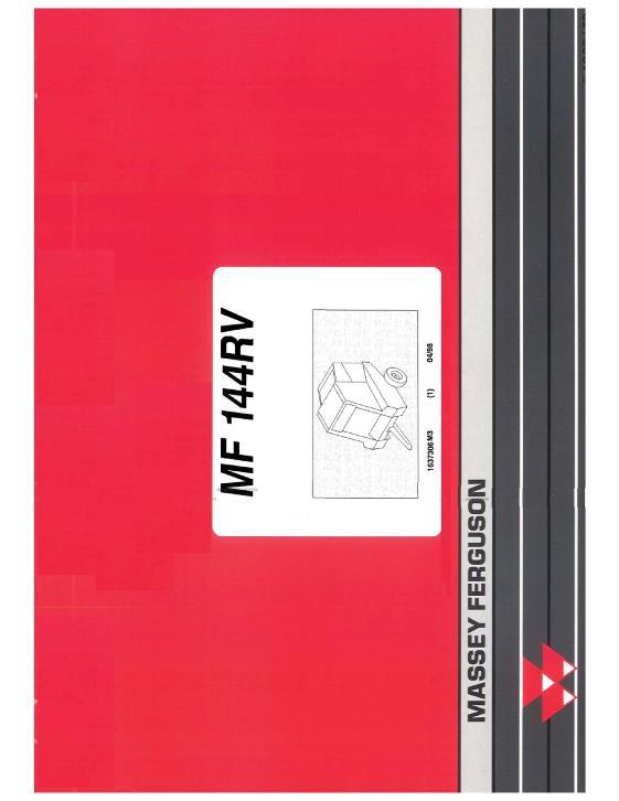 AGCO 144RV Round Baler Parts Book 1637306M3 English