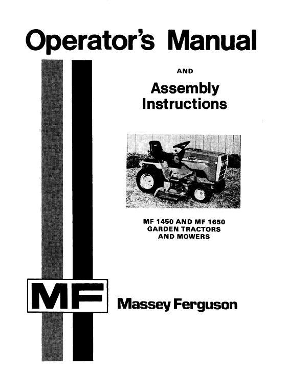 AGCO 1450 1650 Lawn Tractor Operator Manual 1448404M2 English