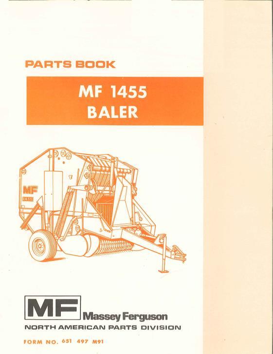 AGCO 1455 Round Baler Parts Book 651497M91 English