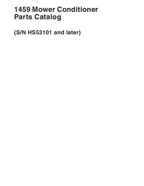 AGCO 1459 Mower Conditioner (eff sn HS53101) Parts Book 700731003B English