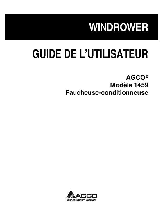 AGCO 1459 Mower Conditioner (rotary) Operator Manual 700734078A French