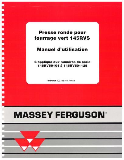 AGCO 145RVS Baler (eff sn 145RVS50101-50125, CE) Operator Manual 700715874B French