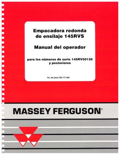 AGCO 145RVS Baler (eff sn 145RVS50126, 1998, CE) Operator Manual 700717005A Spanish