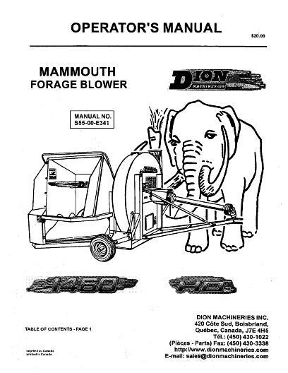 AGCO 1460 Forage Blower (Mammouth, 2000) Operator Manual S5500E341 English