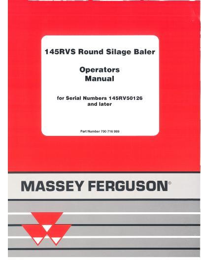 AGCO 146RVS Round Baler (silage, CE) Operator Manual 700716999A English