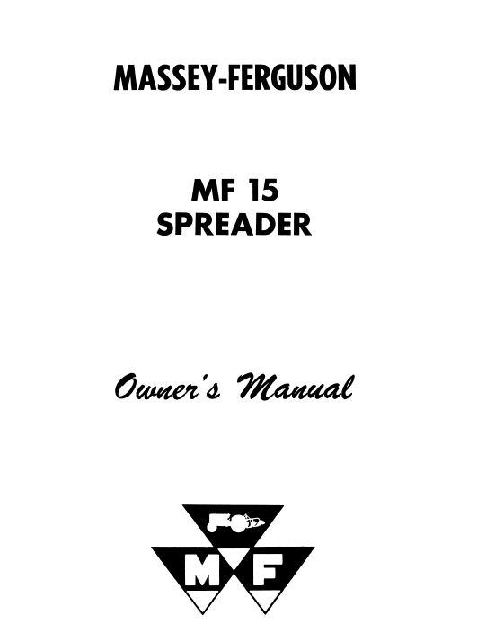 AGCO 15 Manure Spreader Operator Manual 690255M2 English