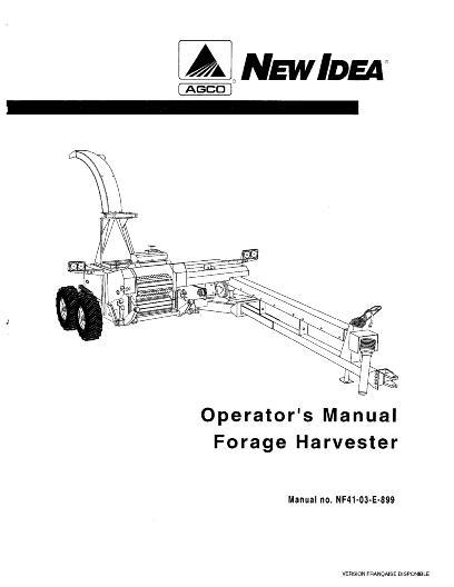 AGCO 1500 1500 Dion (2001) 1500 Dion (2005) Forage Harvester Operator Manual NF4103E899 English