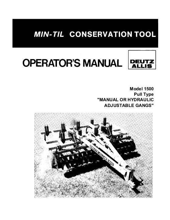 AGCO 1500 1600 Chisel Plow (Min-Til, pull-type) Operator Manual 71509983 English