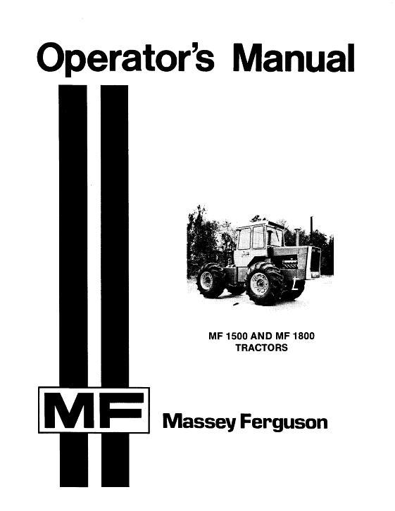 AGCO 1500 1800 Tractor Operator Manual 1448173M5 English
