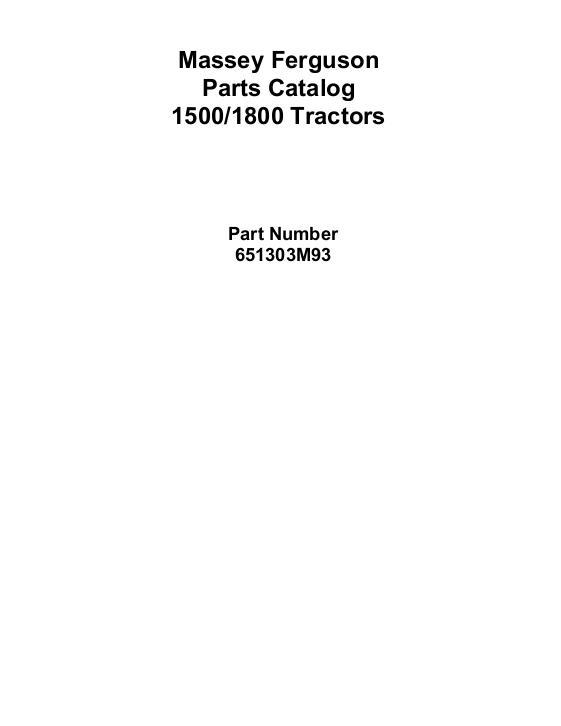 AGCO 1500 1800 Tractor Parts Book 651303M93 English