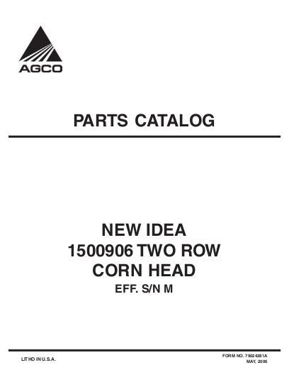 AGCO 1500 906 Corn Head (2 row, eff sn 'M') Parts Book 79024281A English