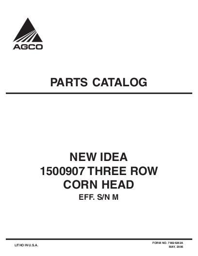 AGCO 1500 907 Corn Head (3 row, eff sn 'M') Parts Book 79024282A English