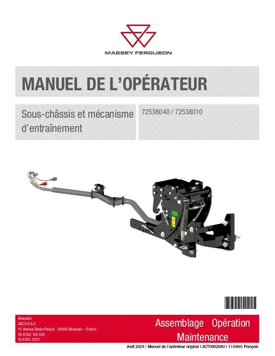 AGCO 1500 and 1m25 Series OPERATOR MANUAL FRENCH Operator Manual ACT0082680 French