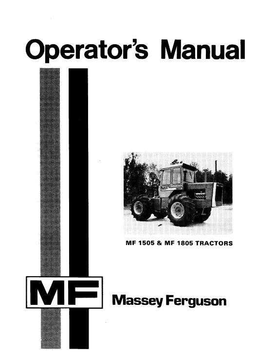 AGCO 1505 1805 Tractor Operator Manual 1448315M5 English