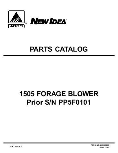 AGCO 1505 Forage Blower Parts Book 79019358C English