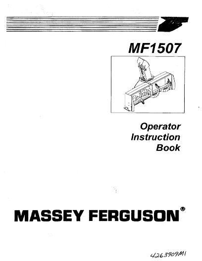 AGCO 1507 Snow Blower (requires subframe) Operator Manual 4263909M1 English