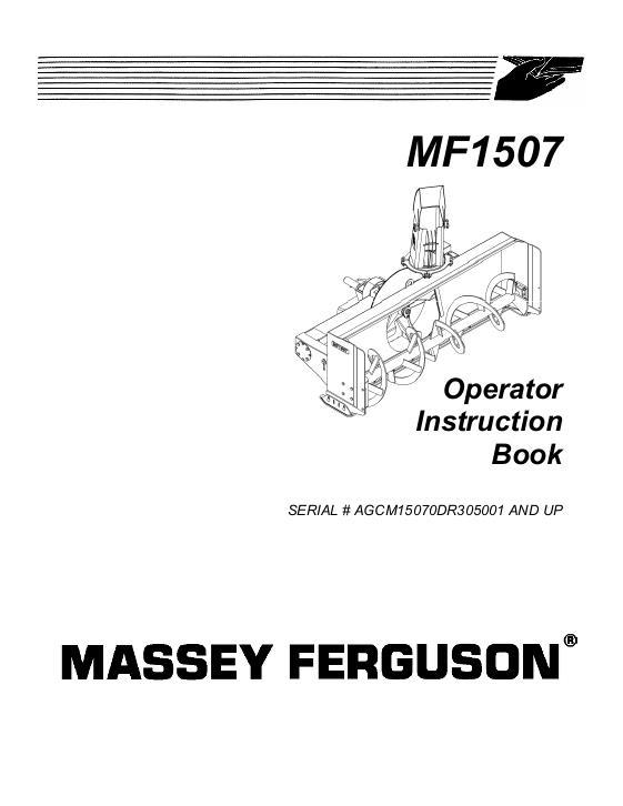AGCO 1507 Snow Blower (requires subframe) Operator Manual 4316401M2 English