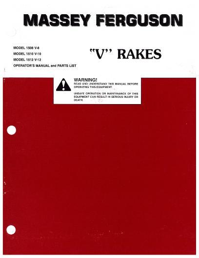 AGCO 1508 1510 1512 V Rake Operator Manual 700004034 English