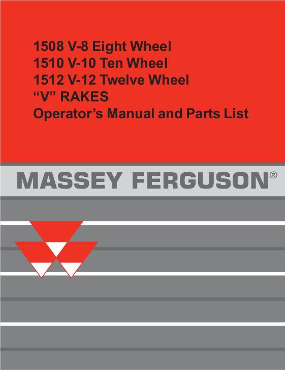 AGCO 1508 1510 1512 V Rake (eff sn 'S') Operator Manual 700004260A English