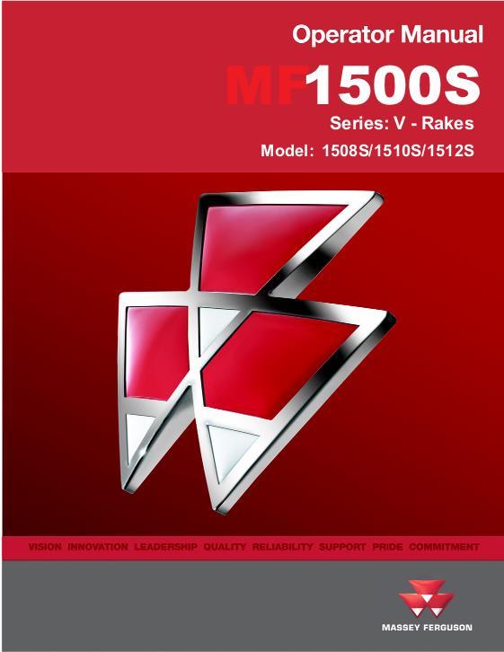 AGCO 1508S 1510S 1512S V-Rakes Operator Manual 700006396 English