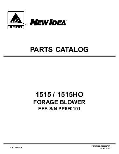 AGCO 1515 1515HO (Dion) Forage Blower (2005) Parts Book 79023674A English