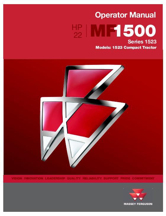 AGCO 1523 Compact Tractor Operator Manual 1449578M2 English